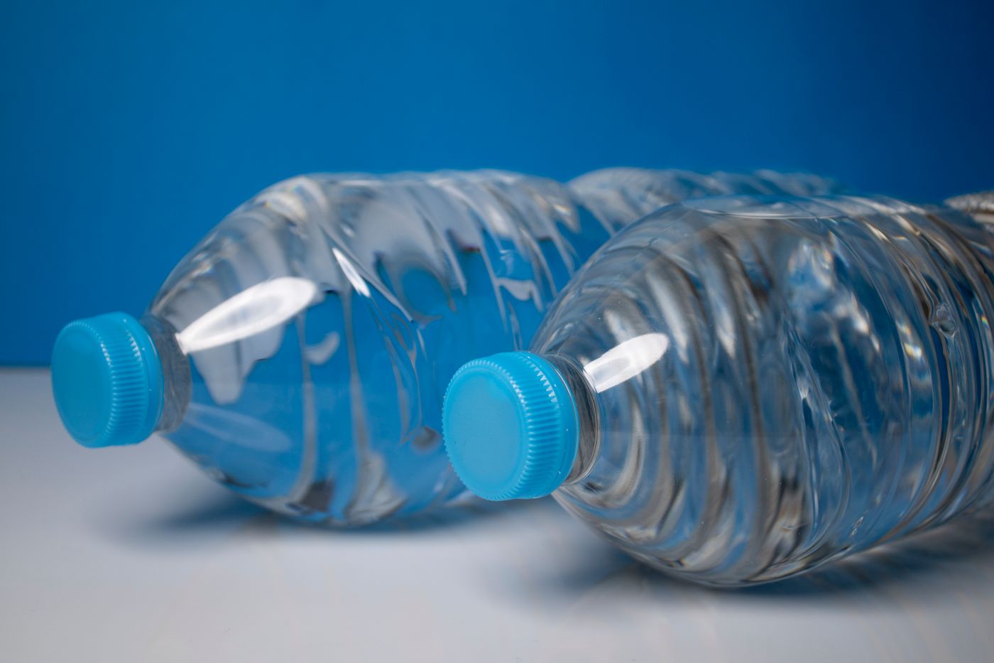 Real photographic close-up of bottled drinking water